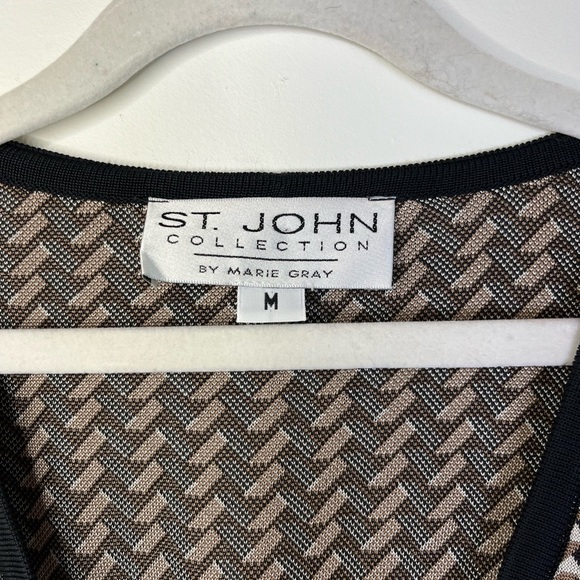 St. John Collection Vintage Jacket Skirt Suit Black Tan Zip & Claps Women’s Sz M - Picture 11 of 16